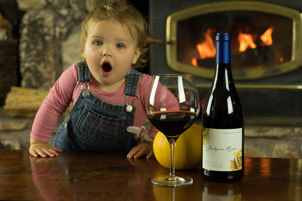 Jaclynn daughter with Pinot Noir