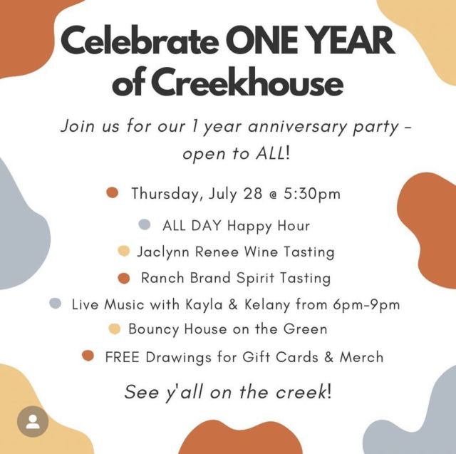WE ❤️ @creekhousewtx and how much their amazing owners, staff and customers support us and our small but mighty brand. Come out tonight and help us celebrate their 1 year Anniversary!! We will be pouring our whole lineup! 😍
See y’all there! 🥳🍷

#jaclynnreneewines #creekhousetx #creekhouse #creekhousewimberley #wimberley #wimberleytx #txhillcountry #wine #vino #happyanniversary #celebrate #supoortsmallbusiness #supportlocal #cheers