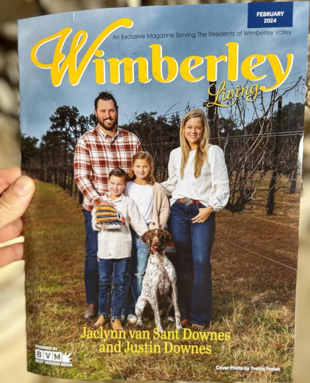 Hey y’all! We are filled with so much gratitude to be included in the latest edition of Wimberley Living Magazine! Thanks Ashley Brown for sharing our story, and Yvette Foster for braving the wind and rain for our photos in the vineyard! 🍇🙏🏽
When we decided to move back to Texas, we were looking for the perfect place to raise our kiddos and be a part of a small community close to family, and where I could still be a part of the wine industry. We are beyond thankful to call Wimberley our home. From the amazing people and friends we have met, to the wonderful schools and sports programs, we couldn’t be happier. If you haven’t heard about our wine brand- @jaclynnreneewines, check out our website, join our mailing list or Wine Club. We would love to share our award winning wines with you. We love supporting the community, and love collaborating with local small businesses and organizations. Thanks for all the love! And to the Wimberley community for embracing us. We cannot wait for what’s next! Also! Come out and visit us at @driftwoodestatewinery !! We would love to share award winning Texas wines with you too, Cheers! 

📸- @yvettefosterphotography 
🍇- @jacobswellvineyard 

#wimberleylivingmagazine #jaclynnreneewines #driftwoodestatewinery #womeninwine #femalewinemaker #supportsmallbusiness #wimberley #wimberleytx #smalltownusa #family #thankful #grateful #blessed #wine #vino #cheers #thcw #texas #bigthingstocome #manifesting